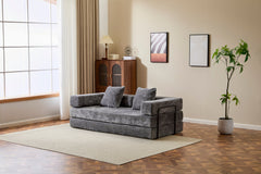 Floor Couch,Compression Sofa,Convertible Floor Sofa Bed-with Pillow Back Support Armrest,Comfy Futon Couch Lounge Sleeper Bed,Chenile fabric,for Living Room Bedroom (DARK-GREY)