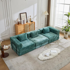 Compression Sofa,Convertible Floor Sofa Bed with Fixed-Shape Frame, Boneless Modular Sectional Sofa,No Assembly Required,Chenille fabric,for Living Room Bedroom,Dark Green