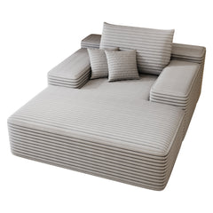 68'*51' Chaise Lounge Chair Indoor, Oversized Upholstered Sofa Bed, Sleeper Couch Reading Chairs Fluffy Plush Faux Fur Cloud Sofas Couches for Living Room,Grey