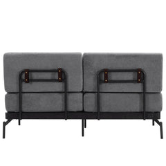 Modern Loveseat Sofa 59' Sofa Couch 2-Seater with USB Ports, Unique Cylindrical Armrests, Grey Chenille