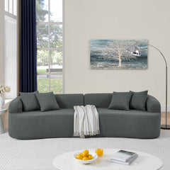 Curved Modular Sectional Sofa in Lamb's Wool Fabric, Modern Minimalist Style, Compressed (No Assembly Required), Comfy for Living Room & Bedroom - Gray