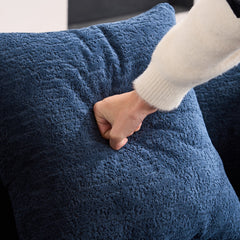 LY-025S Curved Loveseat Blue Full Compression Sponge Sofa, 30D Chenille No-Assembly Compact Sofa for Small Spaces & Apartments, 65'L, 300 lbs, 3 Pillows