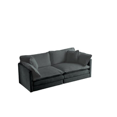 Modern Fabric Loveseat Sofa Couch for Living Room, Upholstered Large Size Deep Seat 2-Seat Sofa with 4 Pillows ,Gray Chenille