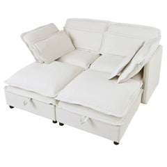 U_Style Double-Layer Cushion Modular Sofa, Freely Combinable, 4-Seater with Storage Function, Includes 4 Soft Cushions, Perfect for Living Rooms, Offices, and Apartments
