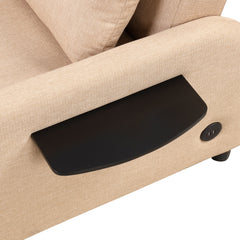 Versatile Pull Out Sofa Sleeper 3 in 1 with Wing Table & USB Charge, Beige Linen, Compact Design