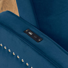 Loveseats Sofa Bed with Pull-out Bed,Adjsutable Back and Two Arm Pocket,TypeC and USB Charging with Copper nail,Blue (47'x53'x31')