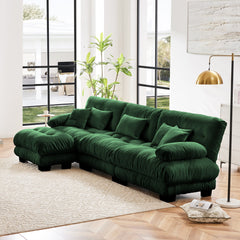 Luxury Modular Sectional Sofa Couch,Oversized L Shaped Cloud Couch for Living Room,Deep Seat Sofa Couch with Convertible Ottoman,Chenille Green