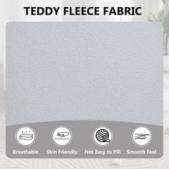 360° Swivel Round Upholstered Comfy Chair With One Soft Pillow, Teddy Fleece High-Resilience Sponge Single Sofa, No Assembly for Living Room, Bedroom, Apartment, White