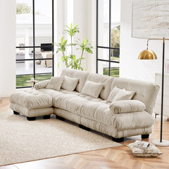 Luxury Modular Sectional Sofa Couch,Oversized L Shaped Cloud Couch for Living Room,Deep Seat Sofa Couch with Convertible Ottoman,Chenille Light coffee