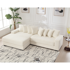 [NEW ARRIVED] [VIDEO PROVIDED] Oversized Two-Piece  Couches,  L Shaped Sofa, Corduroy, Left Chaise Daybed,with Armrests,Eight Throw Pillows,Corner Sofa,Easy To Assemble, Beige
