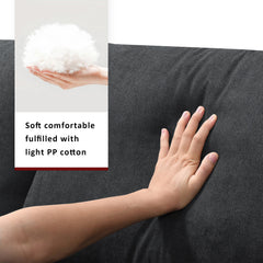 Modern Sectional Sofa with Convertible Ottoman and 2 Free Pillows, L-shaped 4-Seat Polyester Fabric Couch Set, Black