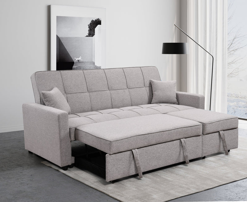 83' Oversized Upholstered Sofa Bed W/Pull Out Couch Bed & Adjustable Backrest,3 Seaters Sofa & Couch Convertible Sleep Sofabed for Home Apartment Living Room,Light Gray