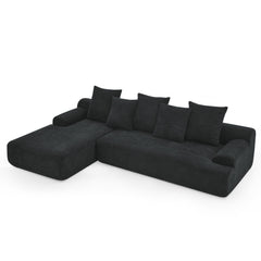 110.25x67'' Modern Upholstered L-Shape Sectional Sofa Couch, Modular Compressed Sofa with Free Combination for Living Room Bedroom, Melange Velvet, Black