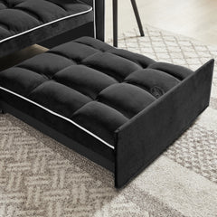 Modern Velvet Three-in-One Sofa Bed Chair Adjustable Recliner Black