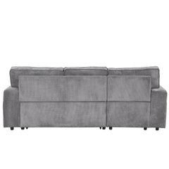 U_STYLE Upholstery Sleeper Sectional Sofa with Storage Bags and 2 cup holders  on Arms