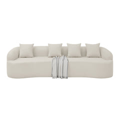 Curved Modular Sectional Sofa in Lamb's Wool Fabric, Modern Minimalist Style, Compressed (No Assembly Required), Comfy for Living Room & Bedroom - Beige