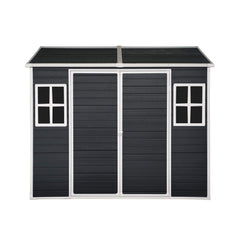 [06x08FT] Outdoor Resin Patio Garden Shed With Floor, 2 Windows, And Lockable Doors (SAK54953)