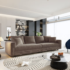 102.4 'Plush Corduroy 4-Seat Sofa,Modern Comfy Upholstered Sofa Cloud Couch,Deep Seat Couches with Soft Pillows and Movable Ottoman,Convertible Sofa Lounge Chair,for Living Room,Apartment,Office,Camel