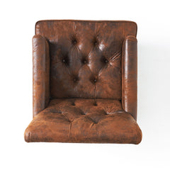 Vitality Club Chair with Button-tufted Diamond Stitching and Turned Legs, Brown