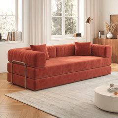 78.8inch  Modular Sectional Sofa, Convertible Pudding Block Sofa, Floor Standing Sofa Bed Arm Comfort Sofa Bed, Compression Sofa for Living Room and Bedroom -  (Orange)