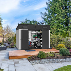 [07X10FT] Heavy Duty Weather-Resistant Polypropylene Storage Shed With Floor And Reinforced Steel Frame (SAK67455)