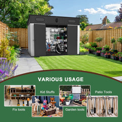 [07X10FT] Heavy Duty Weather-Resistant Polypropylene Storage Shed With Floor And Reinforced Steel Frame (SAK67455)