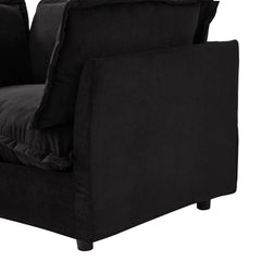 Modern Armchair Sofa 47' Cozy Upholstered Sofa Chair with Movable Ottoman, Black Chenille, Wide Seat & Curved Armrests
