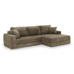 Right sofa seat,L shape Modular Sectional Sofa, Compressed Sectional Sofa Modern Minimalist Style Corduroy Couch,Unfold into a bed, Bedroom, Comfy Compressed Sofa Couch Space-Efficient Design-Brown