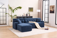 105'' Cloud Sectional Couch with L-Shape Chaise,Modern Modular Sofa with Deep Seat, Boneless Sofa for Living Room Bedroom,No Assembly Required,Blue.