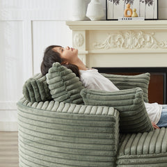 55''L Corduroy Sponge single sofa,No Assembly Required,Fluffy Modern Sleeper Chair for Living room, Bedroom, Lounge and Projection Room(Not a swivel chair.)