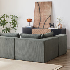 104-Inch Corduroy  Modular L Shaped Sectional Sofa,Luxury Floor Couch Set,Upholstered Indoor Furniture,Foam-Filled Compressed Sofa for Living Room,Bedroom,4 PC Free Combination