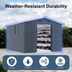 [08x10FT] Large Outdoor Metal Storage Tool Shed With Window And Lockable Doors (SAK32987)