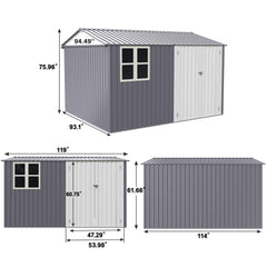 [08X10FT] Outdoor Garden Tool Shed With Thickened Galvanized Steel, Sloped Roof, Vents And Double Lockable Doors (SAK66582)