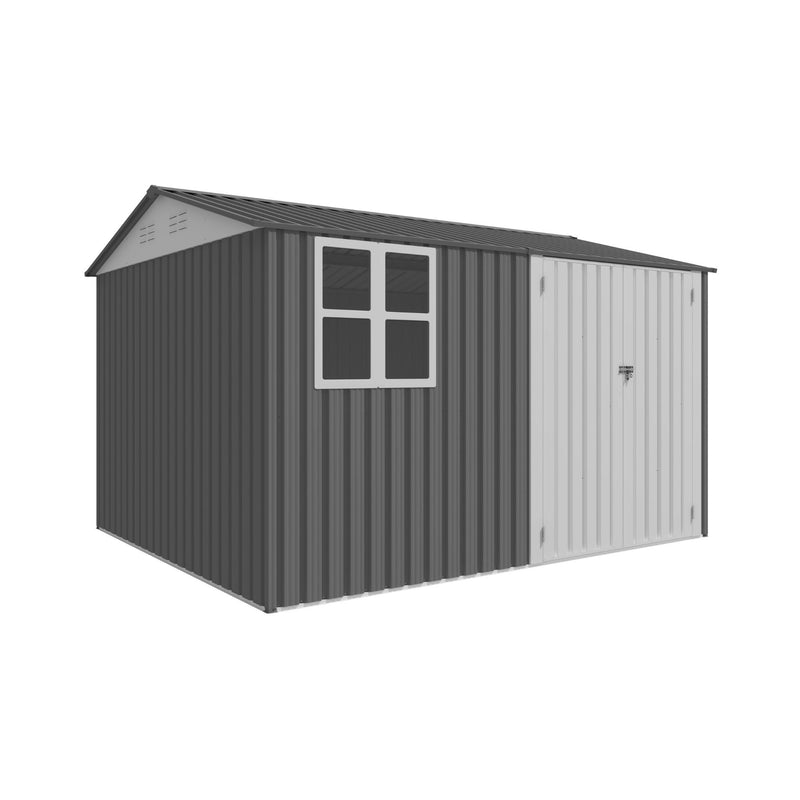 [08X10FT] Outdoor Garden Tool Shed With Thickened Galvanized Steel, Sloped Roof, Vents And Double Lockable Doors (SAK66582)