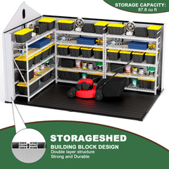 [08X12FT] Large Polypropylene Storage Shed With Reinforced Floor And Lockable Swing Doors (SAK07451)