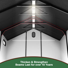 [08X12FT] Large Polypropylene Storage Shed With Reinforced Floor And Lockable Swing Doors (SAK07451)