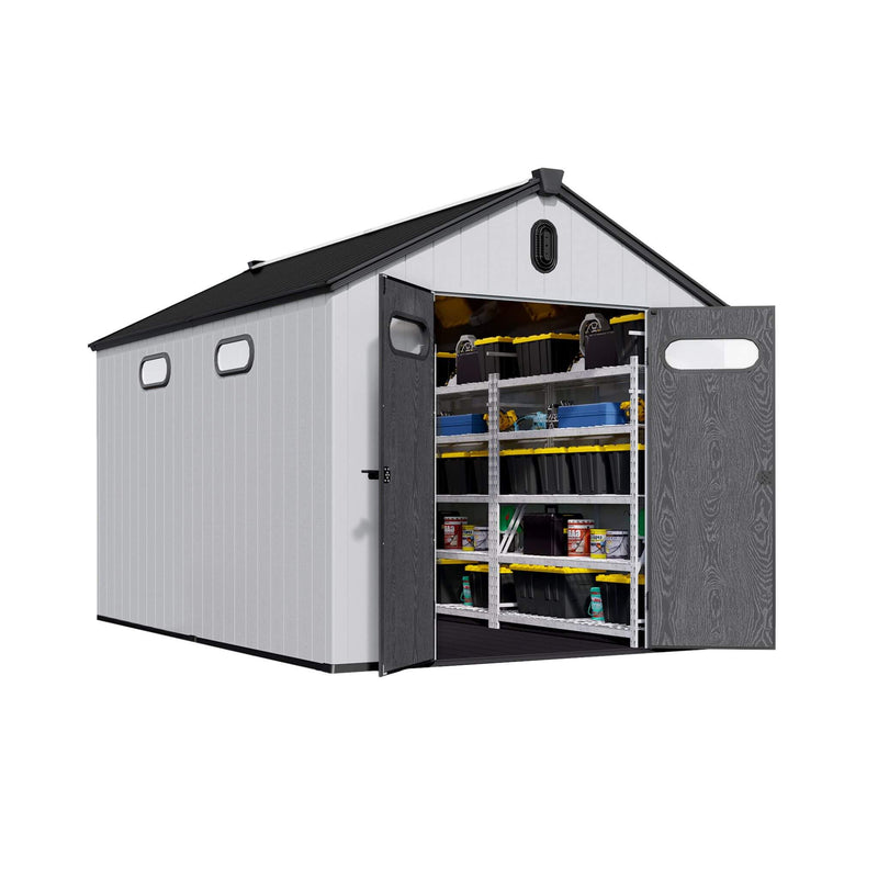 [08X12FT] Large Polypropylene Storage Shed With Reinforced Floor And Lockable Swing Doors (SAK07451)