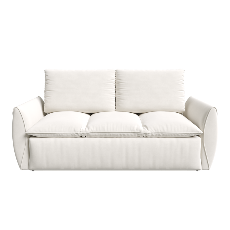 70.9' Pull Out Sofa Bed, 3-Seat Convertible Sleeper Sofa with 2-in-1 Pillow and Blanket Set,Multi-Functional Velvet Loveseat Bed,Beige