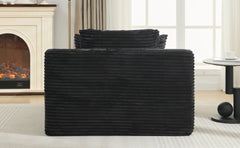 Modern Black Corduroy Chaise Lounge Sofa Bed with Removable Pillows, 48.8' Upholstered Sleeper Sofa