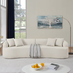 Curved Modular Sectional Sofa in Lamb's Wool Fabric, Modern Minimalist Style, Compressed (No Assembly Required), Comfy for Living Room & Bedroom - Beige