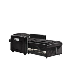 Modern Velvet Three-in-One Sofa Bed Chair Adjustable Recliner Black