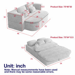 75''2-in-1 Foldable Sofa,Convertible Sleeper Foam Sofa Bed with Multi Functional Blanket, Corduroy Floor folding sofa bed,  Floor Sofa Lounge Sofa for Living Room Bedroom Lounge Studio
