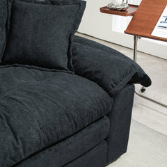 84' Chenille Sofa Small Sofa Loveseat Deep Seat Sofa Couch with 2 Throw Pillows & Memory Foam for Living Room Apartment Office Lounge-Black