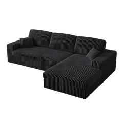 114.5'Modern Corduroy Modular foam Sofa, Recliner Seat reversible Sofa, 2-in-1 Sofa with Recliner and L-Shaped Sofa Combination with Three Cushion Neck Pillow Combination and Two Throw Pillows
