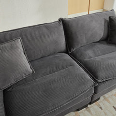 Corduroy Sofa Sleeper Couch Loveseat Sofa with Pillows Comfy Upholstered Deep Seat Sofa for Bedroom,Living Room,Apartment,Office,Dorm-Grey Corduroy