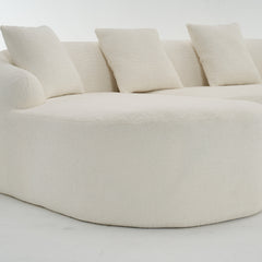 Boneless L-Shape Sectional Sofa with Curved Chaise,White Modular Chenille Compression Couch,30D High-Density Foam,Minimalist Modular Couches Sleeper for Living Room Bedroom Apartment Lounge.
