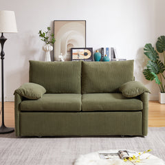 MH'' 64.5 Inch Sleeper Sofa Bed  3-in-1 Adjustable Sleeper with Pullout Bed   2 Pillows and Side Pockets  Soft Corduroy Convertible Sleeper Sofa Bed for Living Room Bedroom Apartment Office