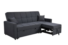 83' Oversized Upholstered Sofa Bed W/Pull Out Couch Bed & Adjustable Backrest,3 Seaters Sofa & Couch Convertible Sleep Sofabed for Home Apartment Living Room,Light Gray,Dark Blue
