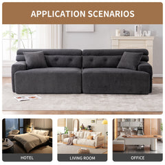 LY-029 GRAY COMPRESSION SOFA: 4-seater combined sofa, Wood Grain Chenille fabric, full sponge compression sofa,combined sofa with 2 pillows  for living/ Home Furniture/ Apartment