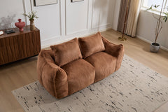 Giant Bean Bag Couch for Adults, Ultra Soft Fluffy Loveseat Bean Bag Sofa, Oversized Chase Lounge Chair Indoor for Living Room Bedroom, No Assembly Required Cozy Reading Chair with Pillows, Brown